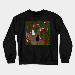 Cats in a Rose Garden Crewneck Sweatshirt